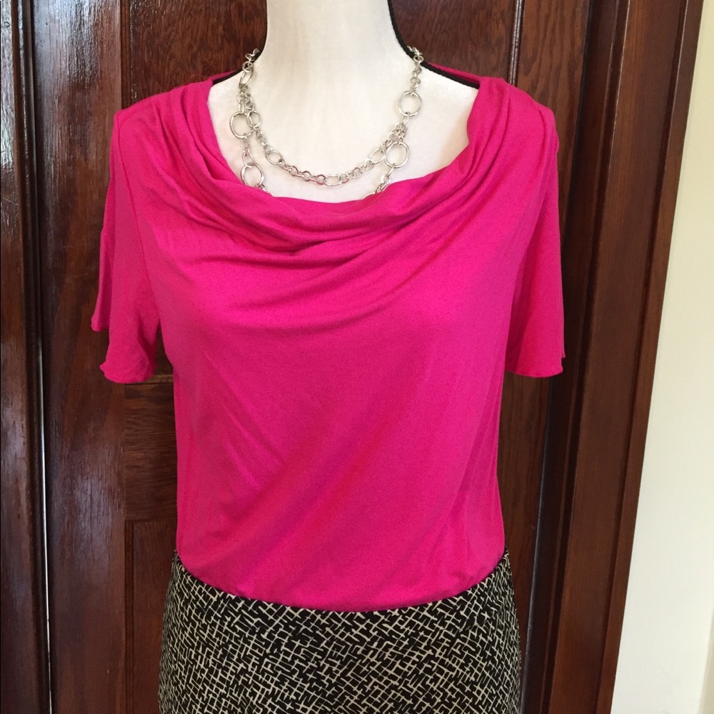 Evan Picone cowl neck blouse size L
