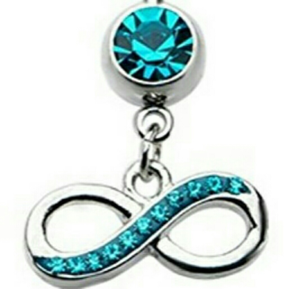 Navel Piercing with Turquoise Dangle Charm