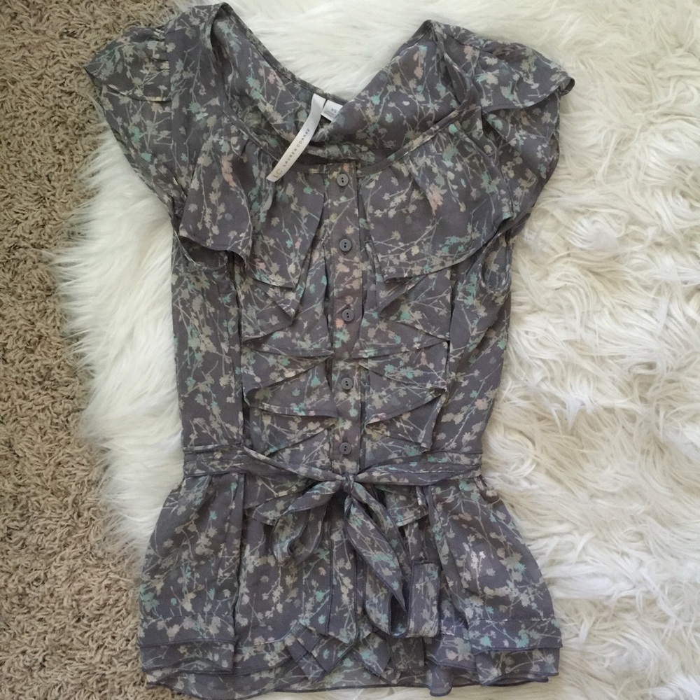 Lauren Conrad Floral Ruffle Blouse