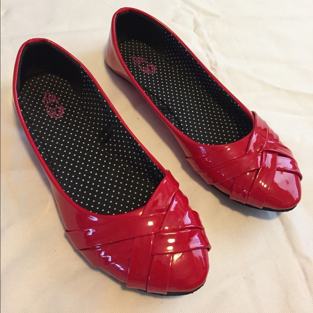 Patent Red Ballet Slips Size 9