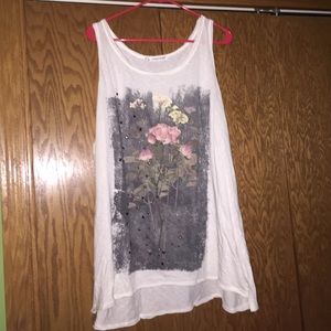 Maurice's Plus size White tank tops with flowers