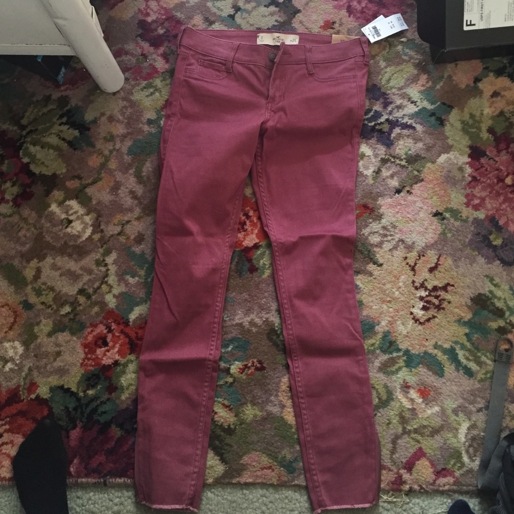 Red ankle length jeans