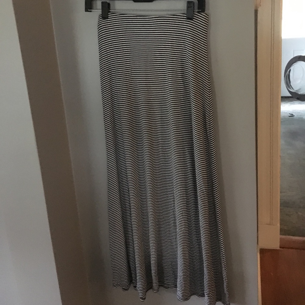 Black and white striped maxi skirt