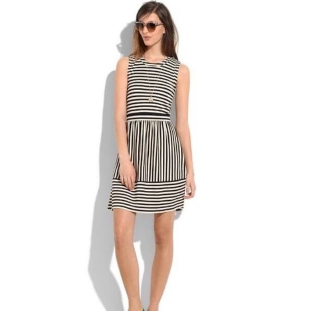 Madewell Black and White Striped Dress