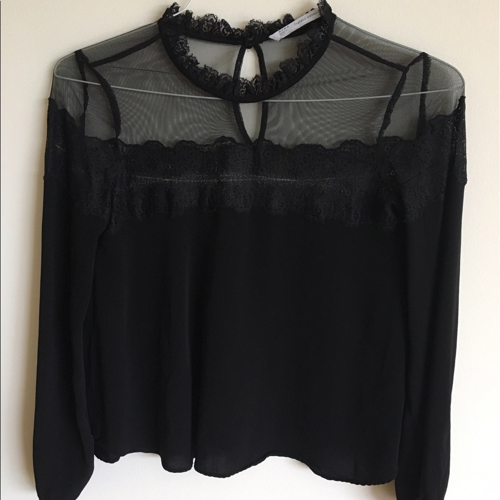 Black Zara babydoll peasant blouse