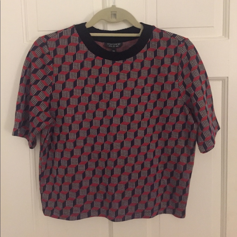 Topshop printed short sleeve sweater