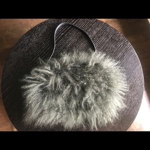 New Mongolian Fur Olive Grey Shoulder Bag