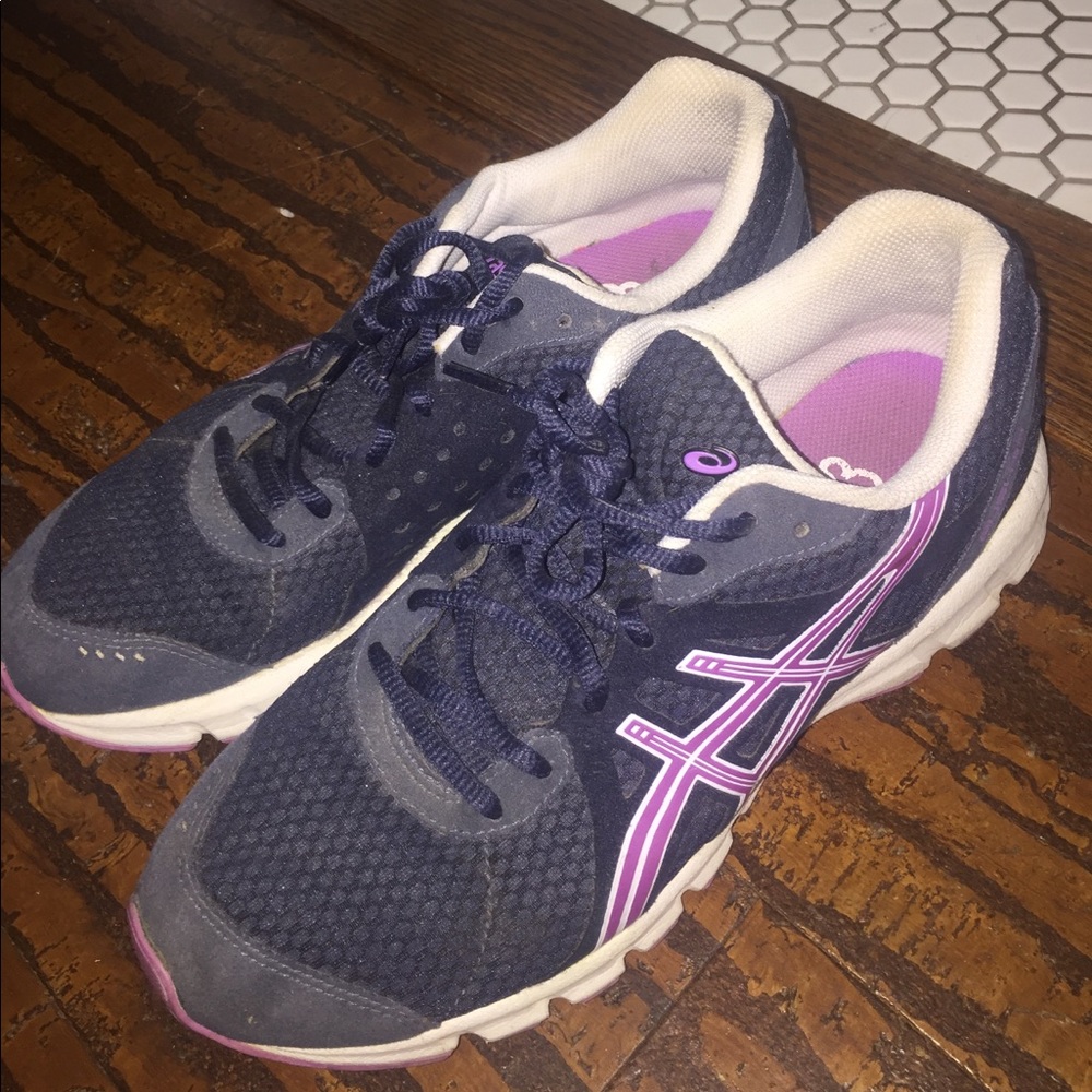 Asics Tennis Shoes Sneakers 8.5 Navy Purple White