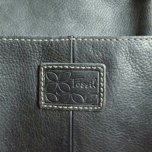 FOSSIL black leather crossbody purse
