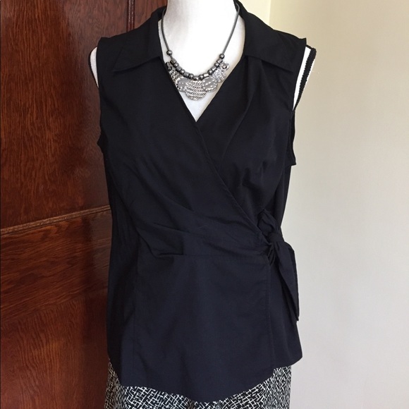 Sleeveless black wrap style blouse size XL - Picture 1 of 3