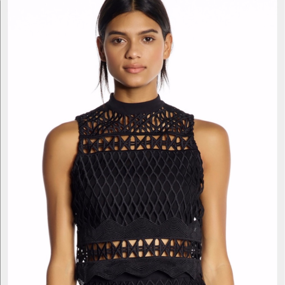Kendall +Kylie black crochet top NWT sauce S