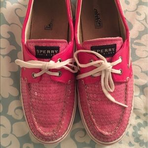 PINK SEQUIN SPERRY BAHAMA 2 EYE TOP-SIDER