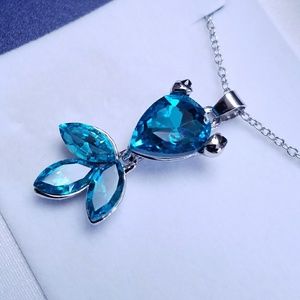 Clear Ocean Blue Crystal Goldfish Necklace
