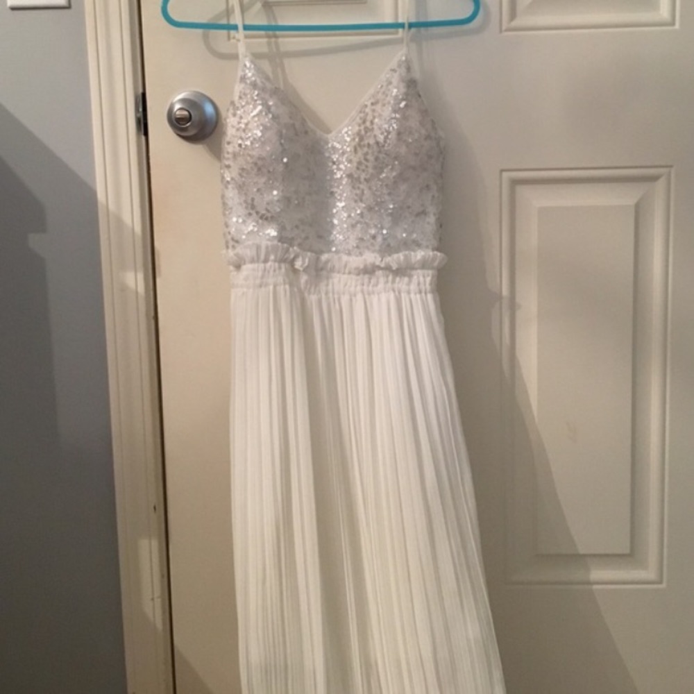 White sequenced maxi dress