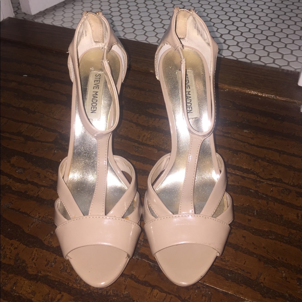 Steve Madden Nude Strappy Heels Sz 8.5 Platform