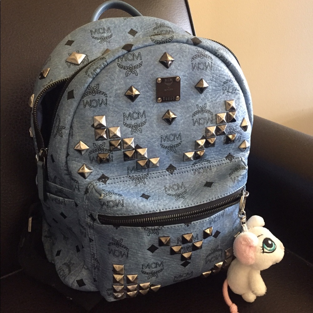 MCM small stark denim backpack