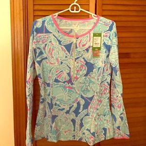 NWT luxletic top. Sydney sunguard in bay blue.