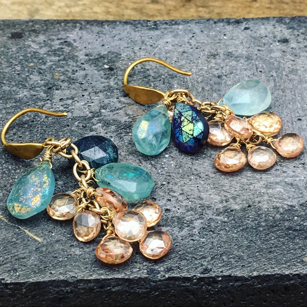 Heaven On Earth gemstone cluster earrings - Picture 2 of 4