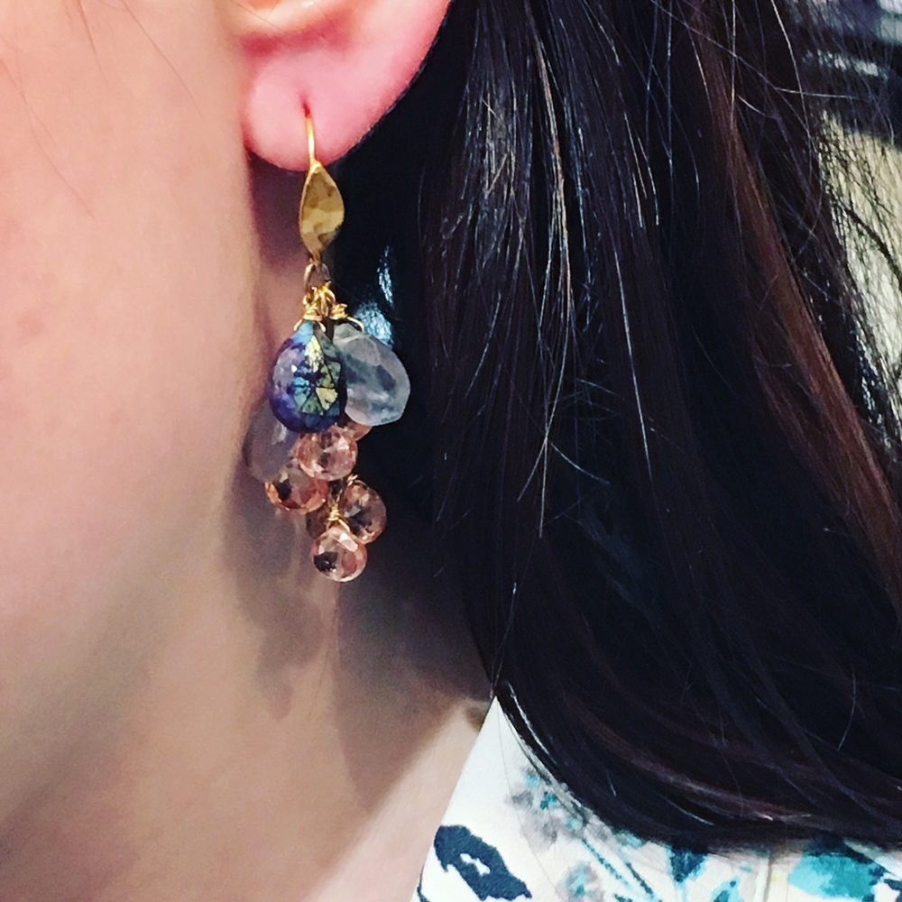 Heaven On Earth gemstone cluster earrings - Picture 3 of 4