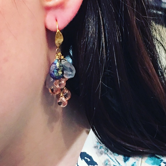 Heaven On Earth gemstone cluster earrings - Picture 3 of 4