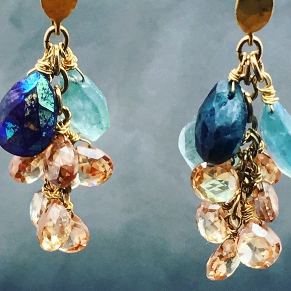 Heaven On Earth gemstone cluster earrings - Picture 4 of 4