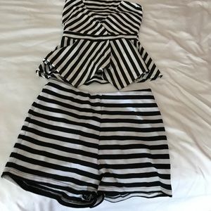 Strapless striped top with shorts