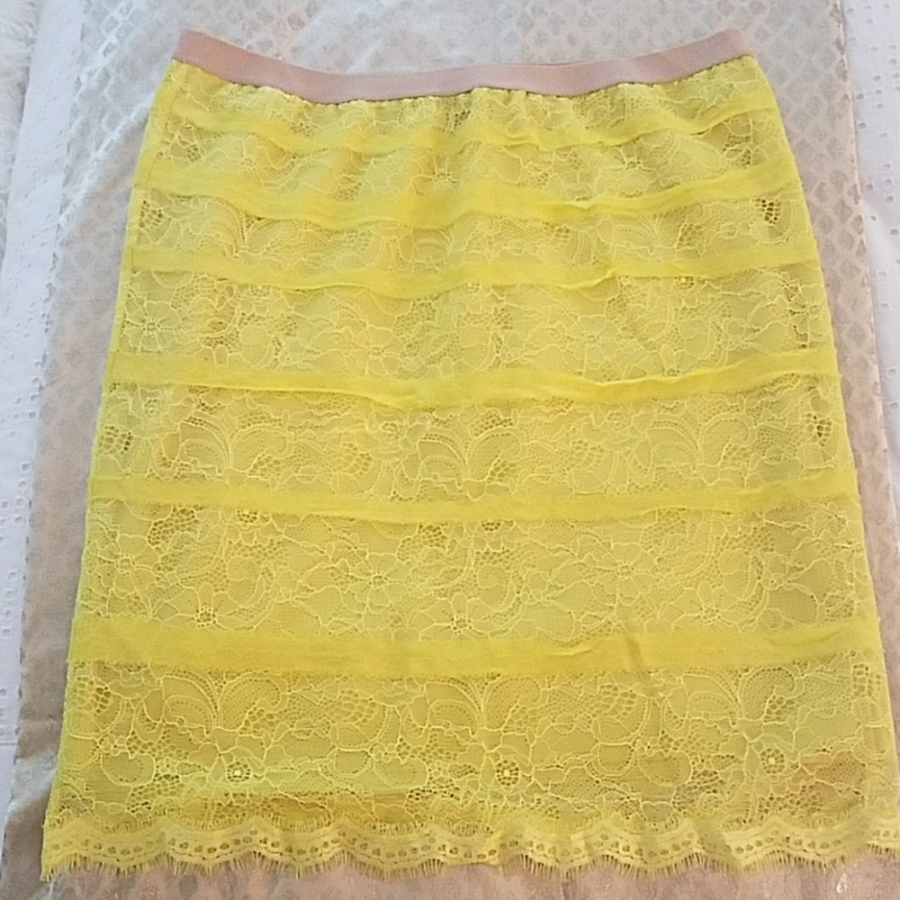 Neon lace silk lined pencil skirt