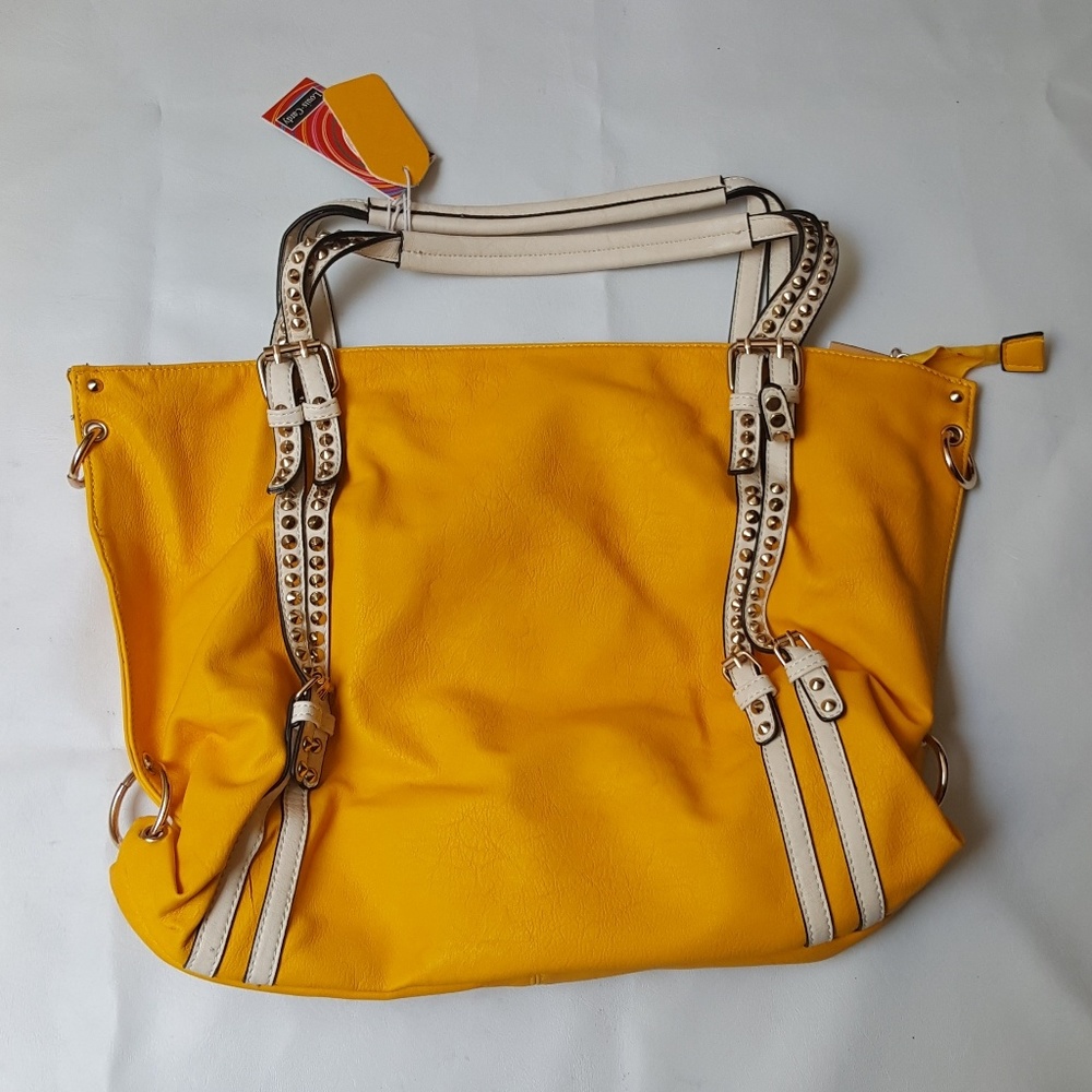 Oversized (yellow) studded tote bag