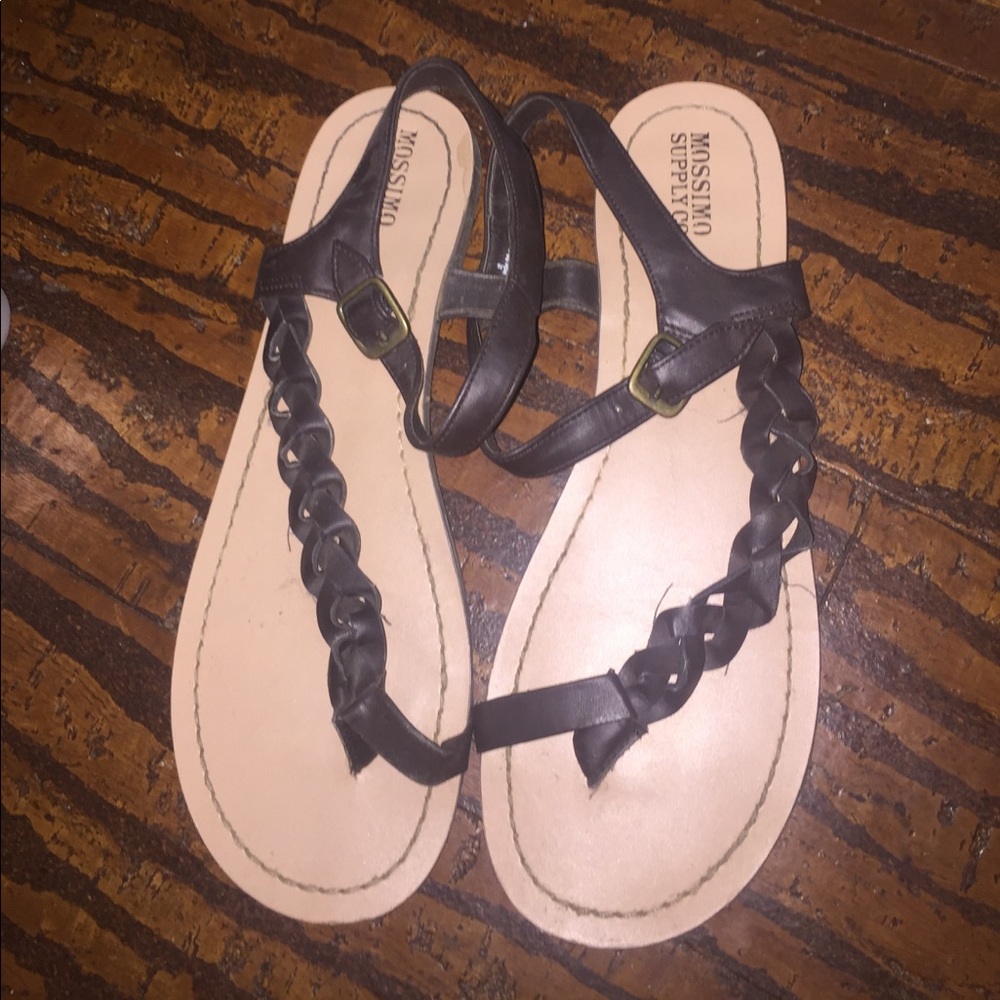 Brown Braided Leather Sandals Size 9
