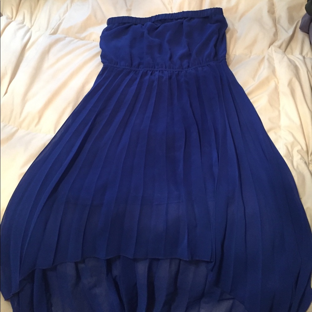 Pleated, Strapless, High-low dress