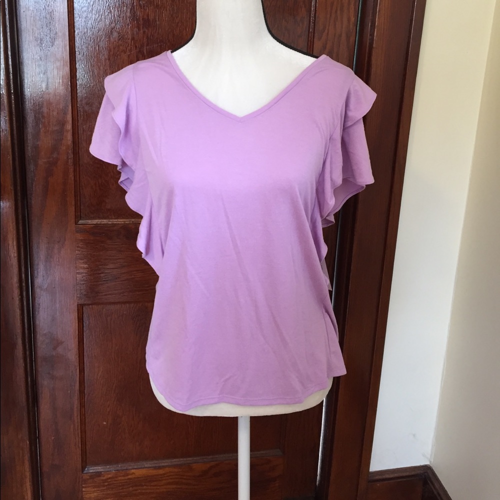 A.n.a ruffled purple shirt Size XL