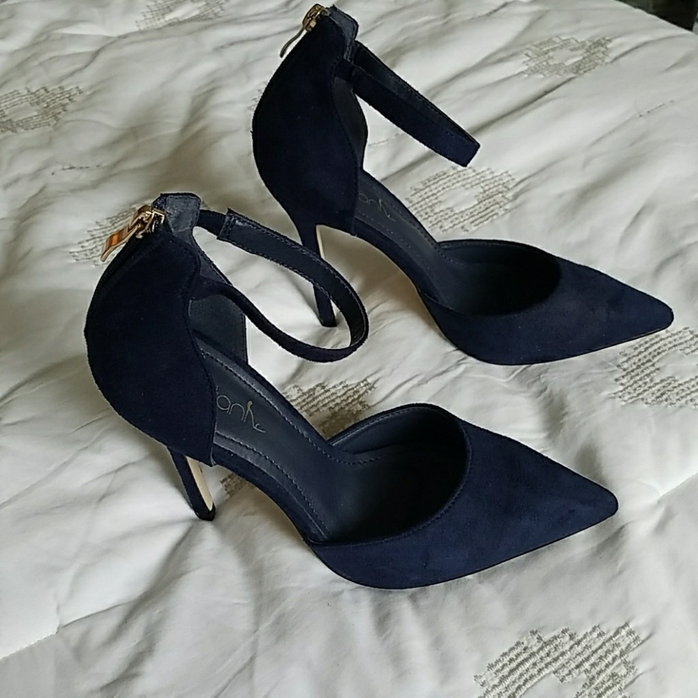 Navy Blue Ankle Strap Heels