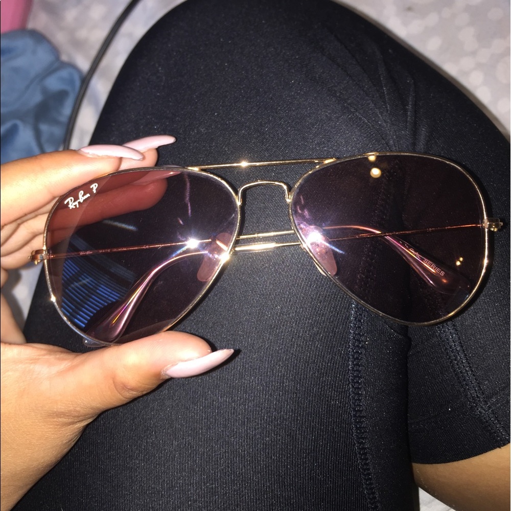 Pink polarized rayban aviators- like new w/ case - Picture 3 of 4