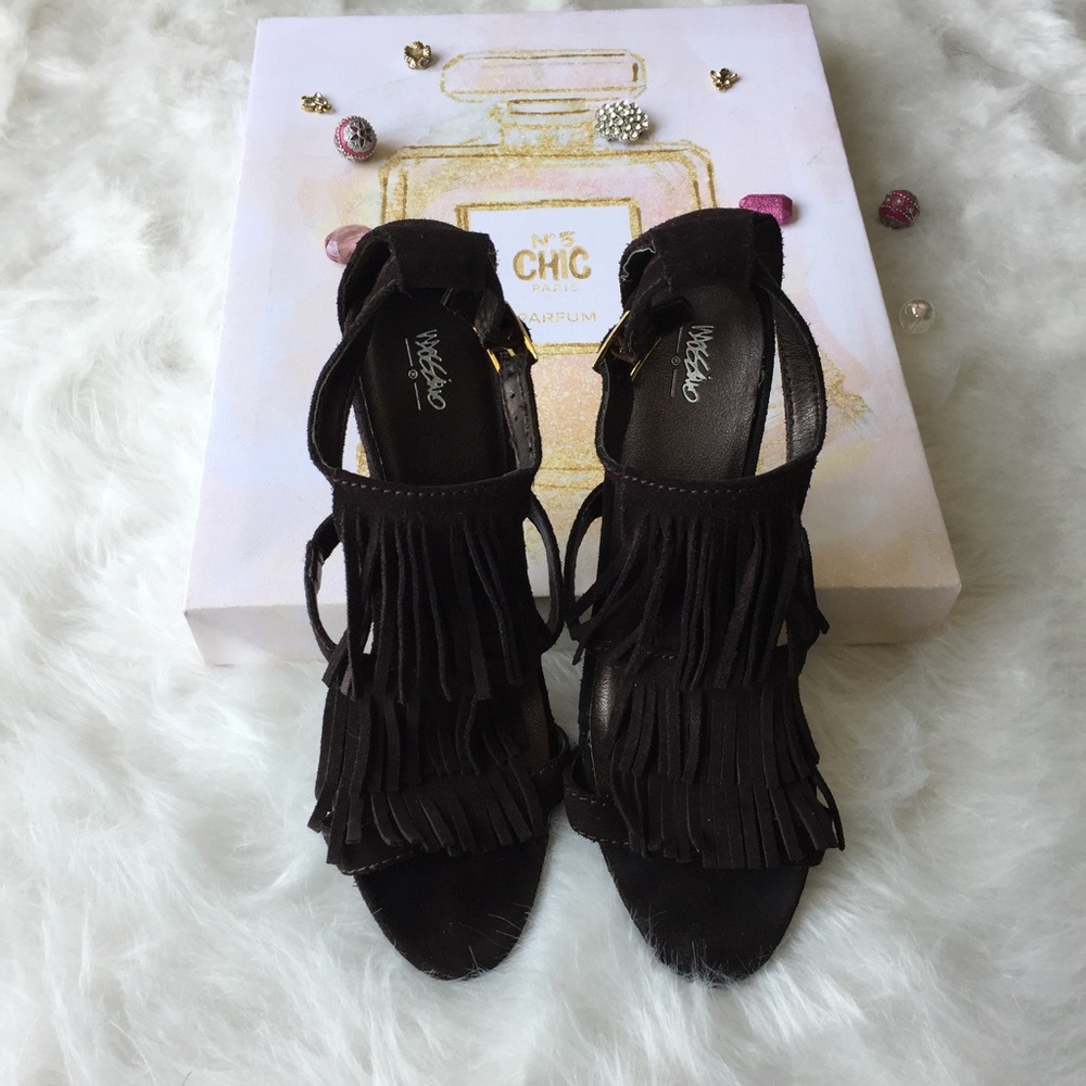 Mossimo Brown Suede Fringe Heels