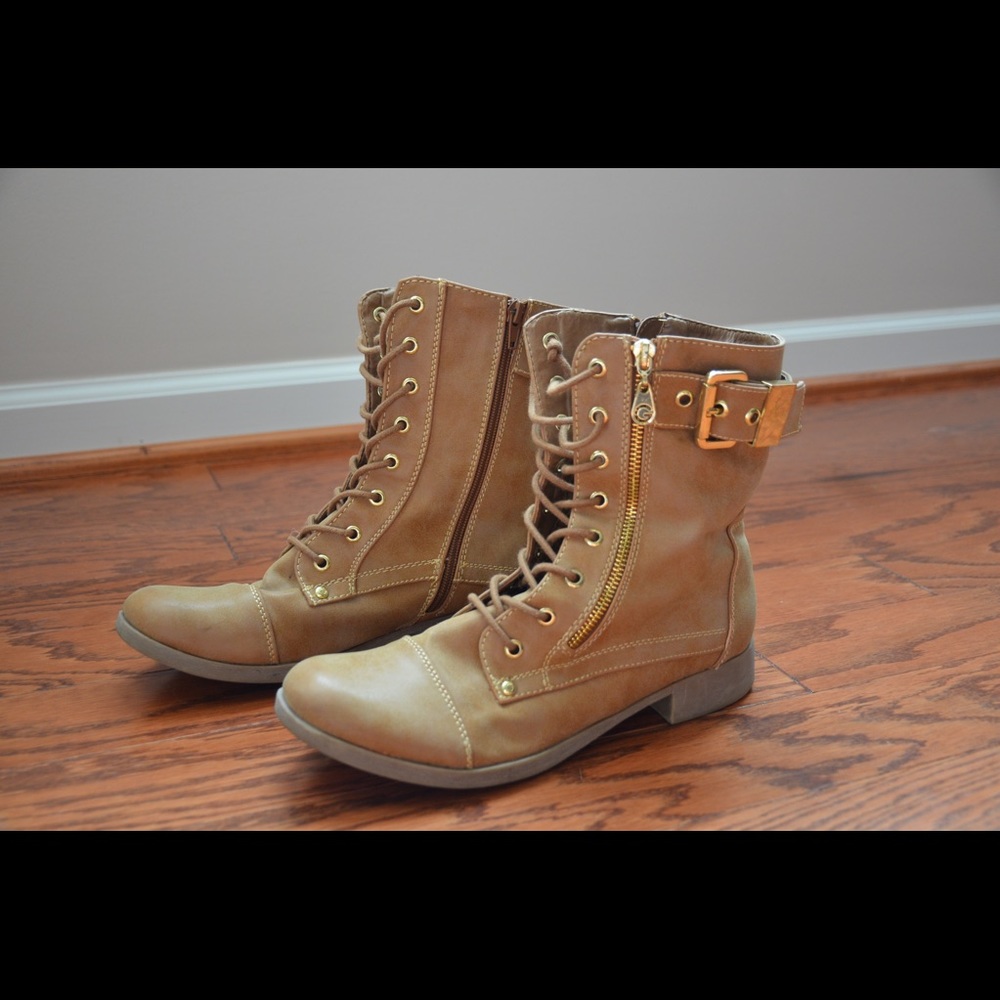 Tan "G by Guess" Combat Boots