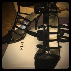 Nine West Black Strappy Heels