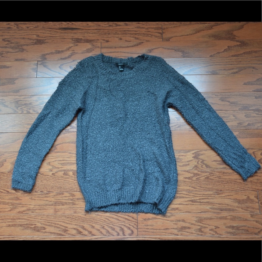 Light Navy Blue Faux Wool Sweater
