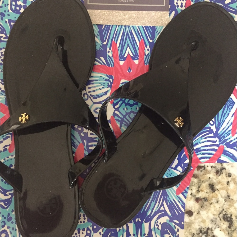 Tory Burch 7 Black Jelly Sandals