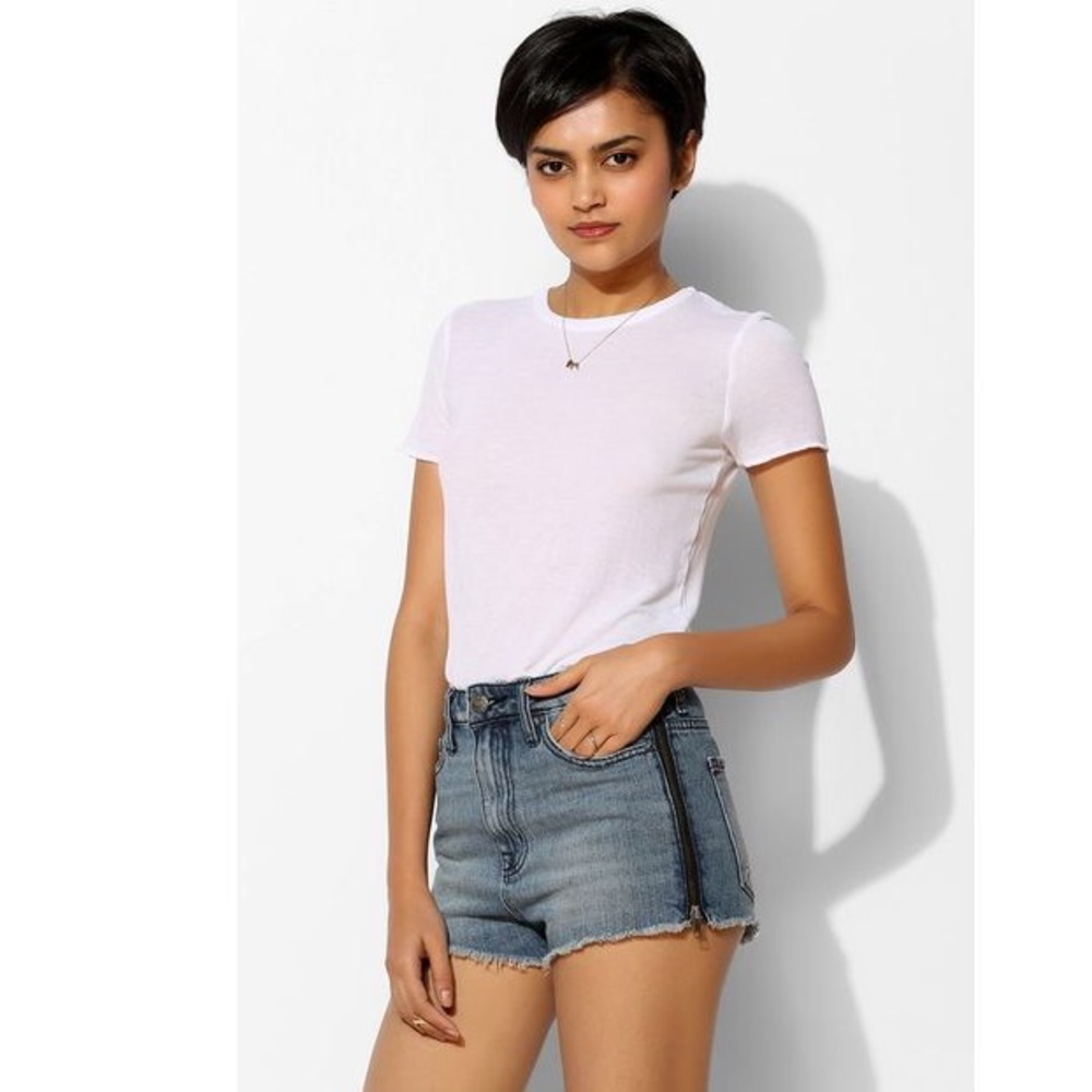 UO/BDG super high rise cheeky zipper side shorts