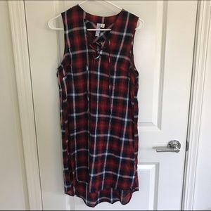 < Francesca > plaid lace up dress