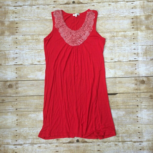 Red Lapis dress with frilly, embellished neckline - Picture 1 of 8