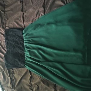 High low black and green dress