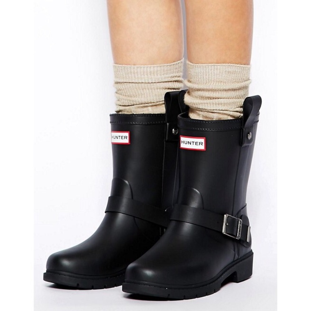Hunter Black Shoreditch Moto Boots RARE - Picture 1 of 6