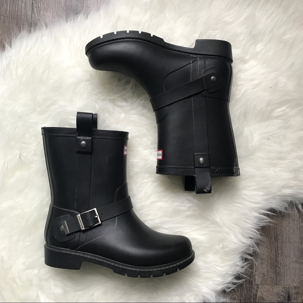 Hunter Black Shoreditch Moto Boots RARE - Picture 2 of 6
