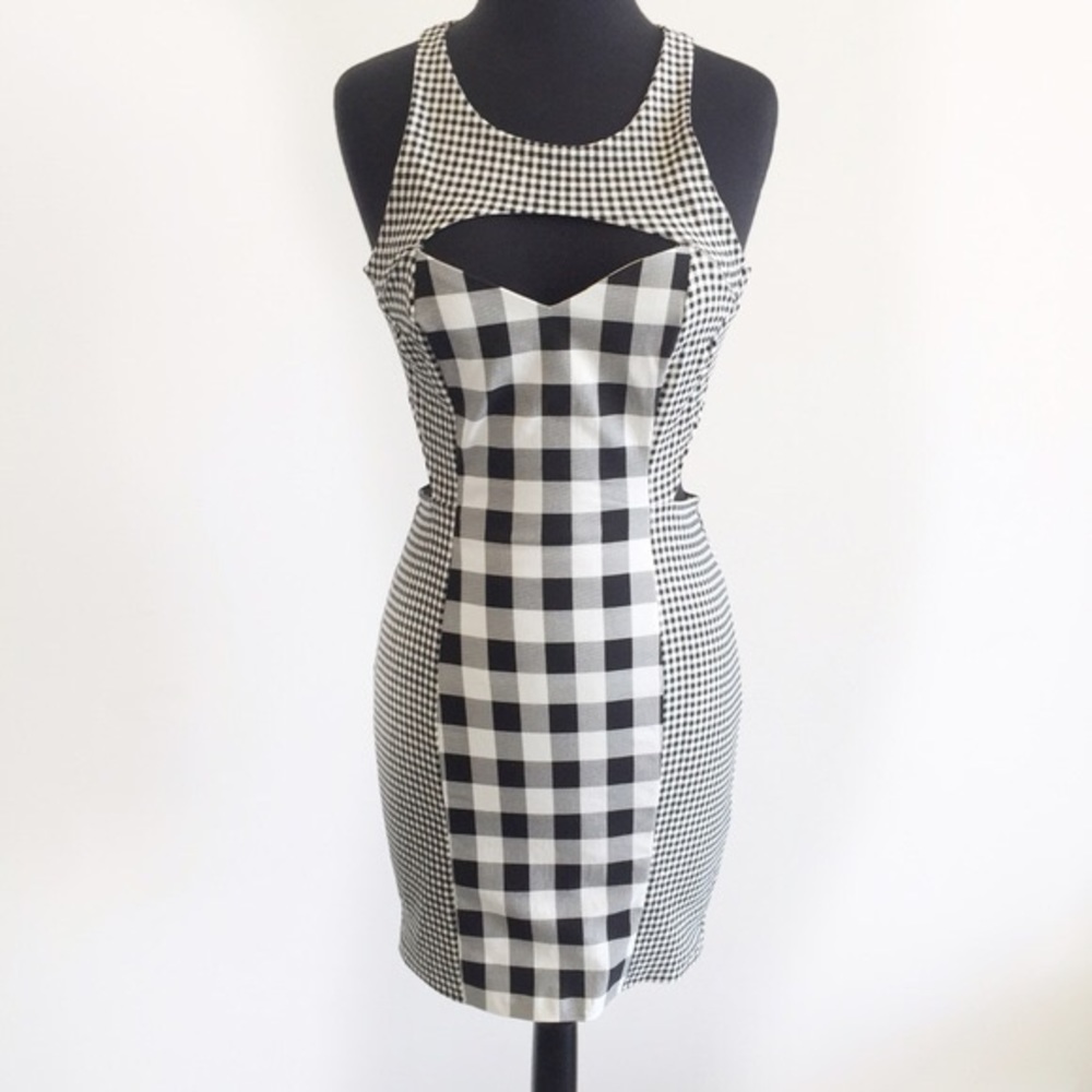 ✨sold✨ nasty gal • check sexy plaid cutout dress - Picture 2 of 4