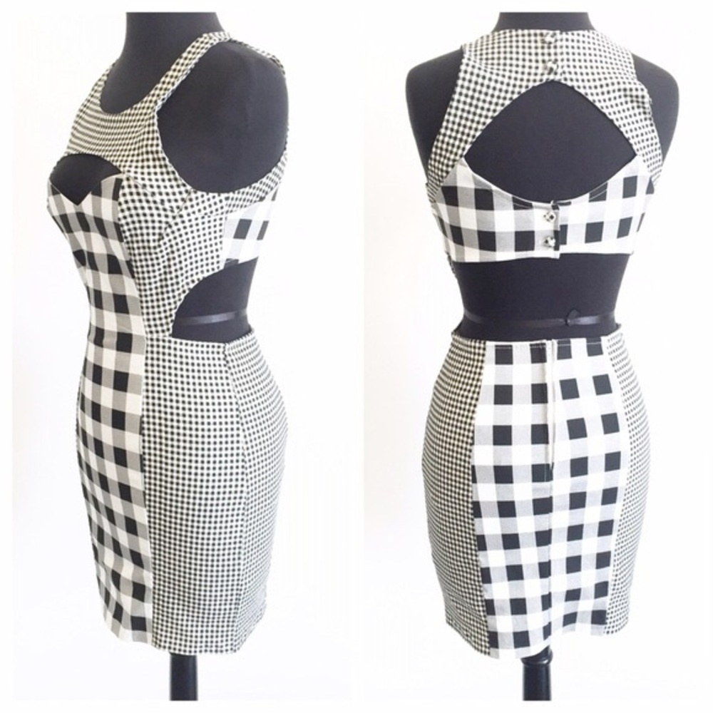 ✨sold✨ nasty gal • check sexy plaid cutout dress - Picture 3 of 4