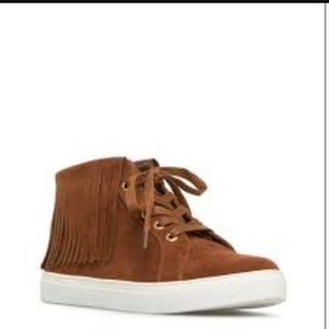 ShoeDazzle Suede Fringe Sneakers
