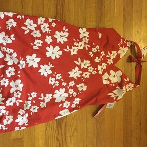 Reversible Red Hawaiian Print Dress