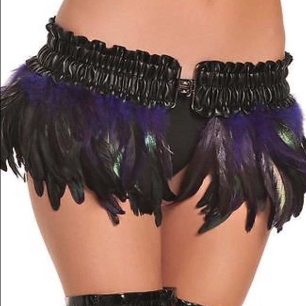 Purple and black festival feather skirt