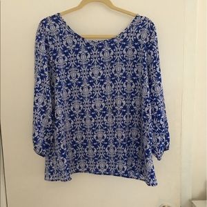 Blue and white blouse